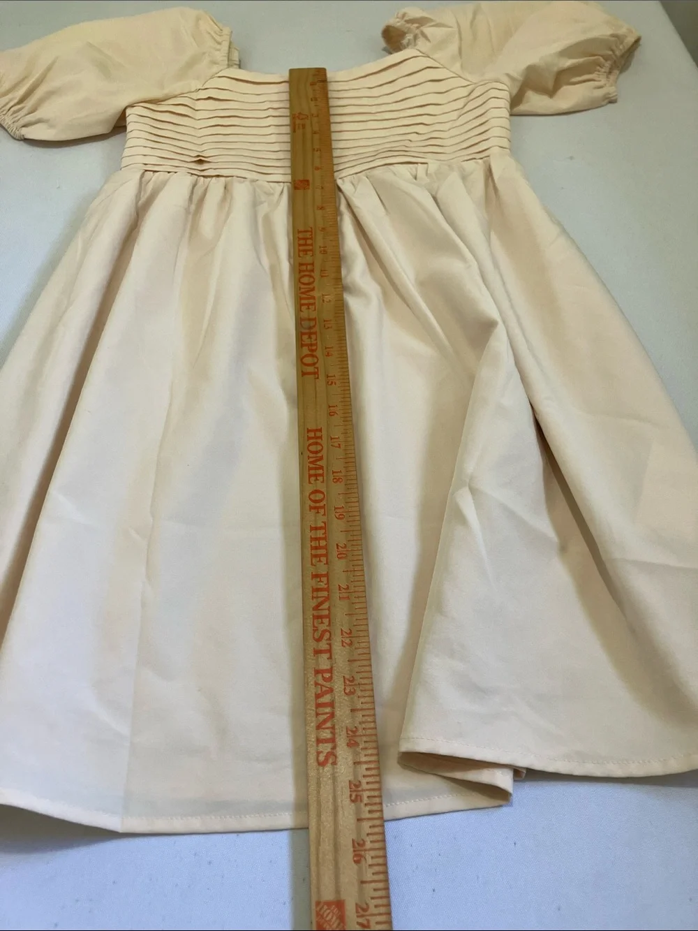 Girls' Cream Puff-Sleeve Square-Neck Dress